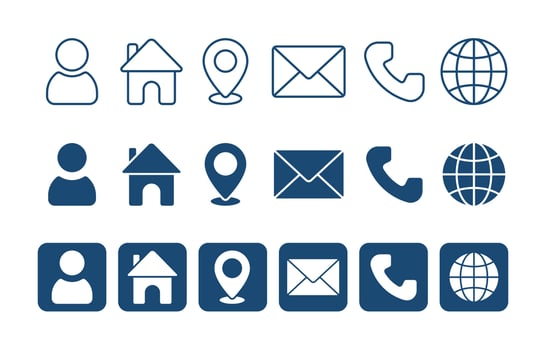 Business Card Contact Icon Set vector