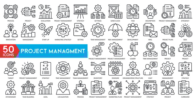 Project management icon collection. Time management and planning concept. vector