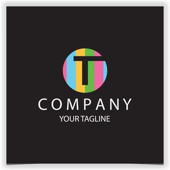 letter t initials logo with colorful circles suitable for paint logo premium elegant template vector eps 10