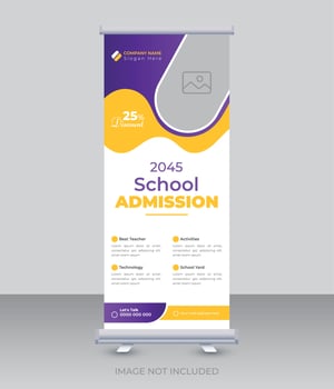 School education admission roll up banner template vector