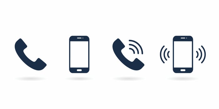 Ring phones icon set simple design. Smartphone and Phone ringing icon. Phone sign. vector