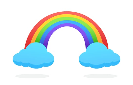 Illustration of rainbow with two clouds vector