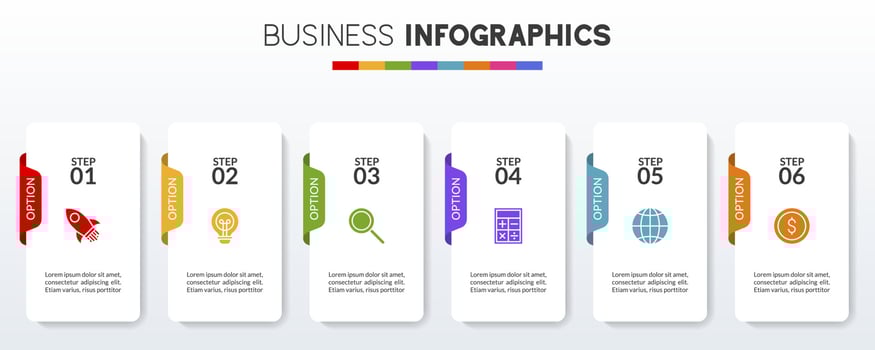 Infographics design template and icons with 6 options or 6 steps vector