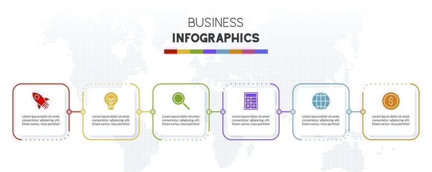 Infographics design template and icons with 6 options or 6 steps vector