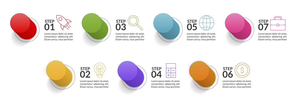 Infographics design template and icons with 7 options or 7 steps vector