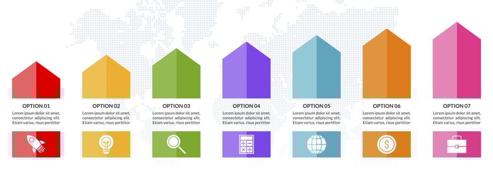 Infographics design template and icons with 7 options or 7 steps vector