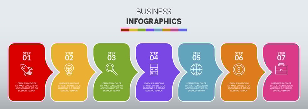 Infographics design template and icons with 7 options or 7 steps vector