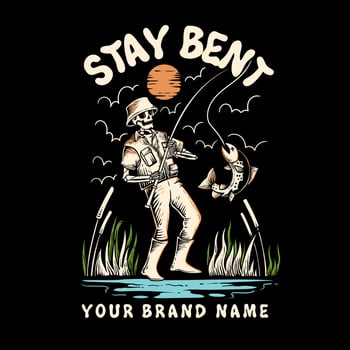 the skeleton fishing illustration with boots vector