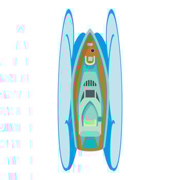 Luxury yacht icon isometric vector. White power boat cruising under ocean wave vector