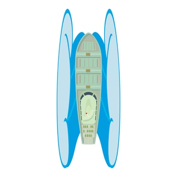 Roro ship icon isometric vector. Large modern cargo ship and ocean wave icon vector