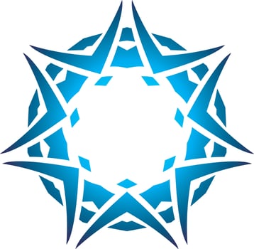 Blue Tribal Star Vector Graphics. Circular Geometric Shape For Tattoo Designs Or Even Logotype Design