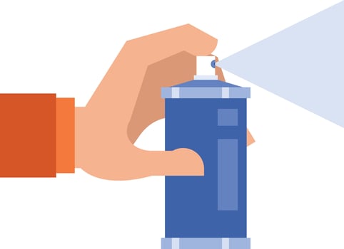 Vector Illustration Of A Hand Holding A Spray Paint Can