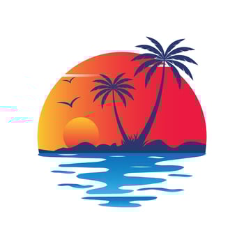summer tropical beach logo vector illustration