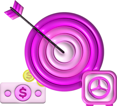illustration 3D  of a savings goal and business goals that must be achieved png
