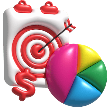 illustration 3D , planning, graphing, charting and setting business goals to be achieved. png