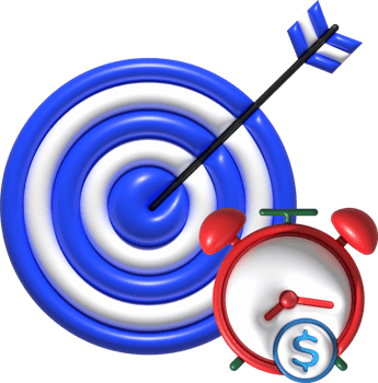 illustration 3D, alarm clock and set business goals to be achieved. png