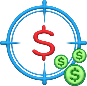 illustration 3D  of financial goals that need to be achieved. png