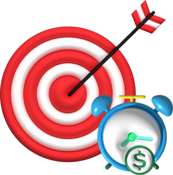illustration 3D, alarm clock and set business goals to be achieved. png