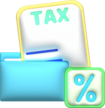 illustration 3D. Tax information. Income data collection in files. png