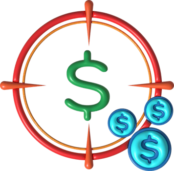 illustration 3D  of financial goals that need to be achieved. png