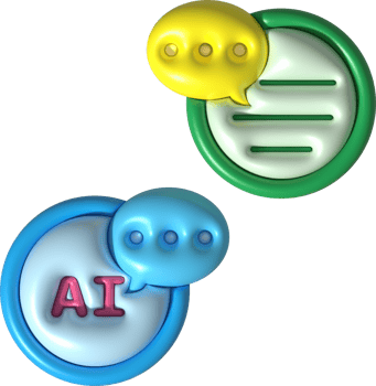 chat symbol icon talking to AI robot 3D illustration png