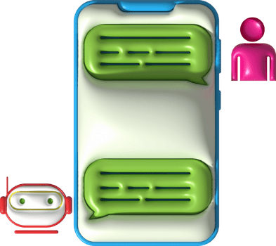 illustration 3D chat symbol icon talking to robot via mobile phone png