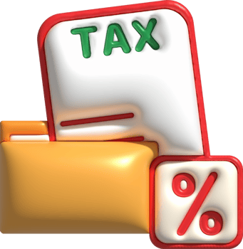 illustration 3D. Tax information. Income data collection in files. png