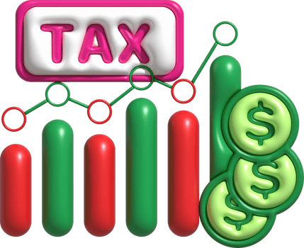 illustration 3D , tax and financial income graph, paying taxes png