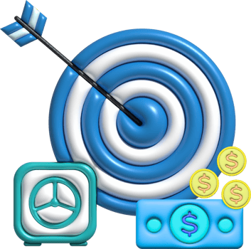 illustration 3D  of a savings goal and business goals that must be achieved png