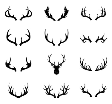 12 professional antlers silhouette vector