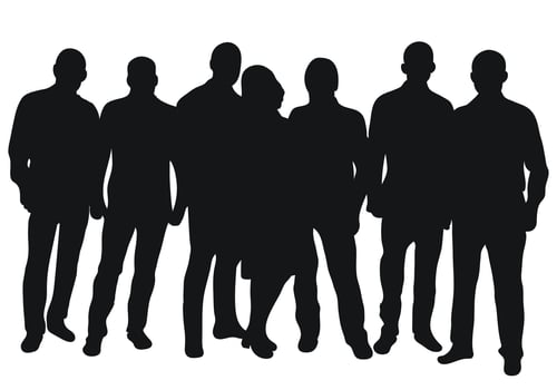 Friendship of people, men and women, hugs of relatives, silhouettes of hugging girls and guys, the concept of a warm meeting, family, love, unity vector