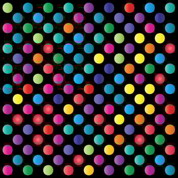 Pattern of colored dots on black background vector