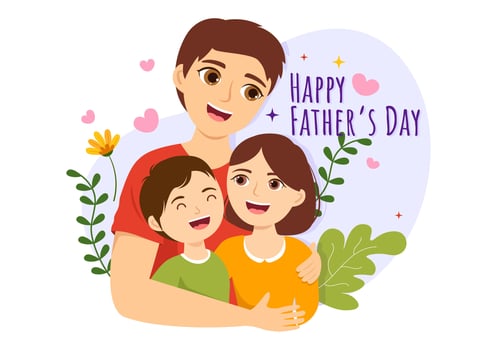Happy Fathers Day Illustration with Father and his Son Playing Together in Flat Kids Cartoon Hand Drawn for Web Banner or Landing Page Templates vector