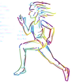 Woman running marathon vector