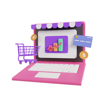 Online shopping 3D Illustration, online shop, online payment and delivery concept. png