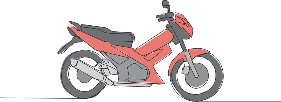 One single line drawing of Asian underbone motorbike logo. Urban ride motorcycle concept. Continuous line draw design vector illustration png