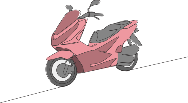 Single continuous line drawing of trendy luxury Asian underbone motorbike logo. Automatic scooter motorcycle concept. One line draw design vector illustration png