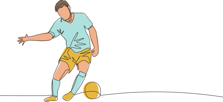One single line drawing of young strong football defender block the ball and control it avoiding opponents. Soccer match sports concept. Continuous line draw design vector illustration png