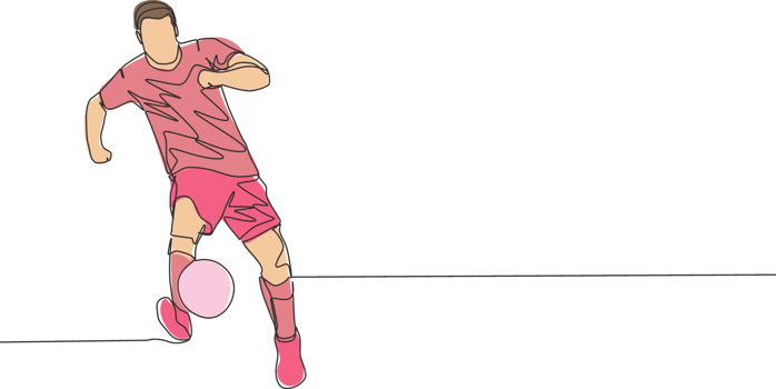 Single continuous line drawing of young energetic football player passing the ball to the teammate. Soccer match sports concept. One line draw design vector illustration png