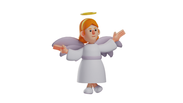 3D illustration. Beautiful Fairy 3D Cartoon Character. The little elf showed a confused expression. The fairy spread her arms and was ready to be the conductor. 3D cartoon character png