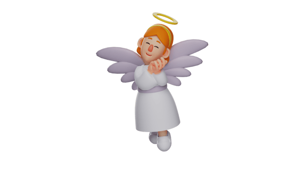 3D illustration. Adorable Fairy 3D Cartoon Character. Little elf with cute pose. The fairy closed her eyes and put her hand on her chin. The fairy smiled very sweetly. 3D cartoon character png