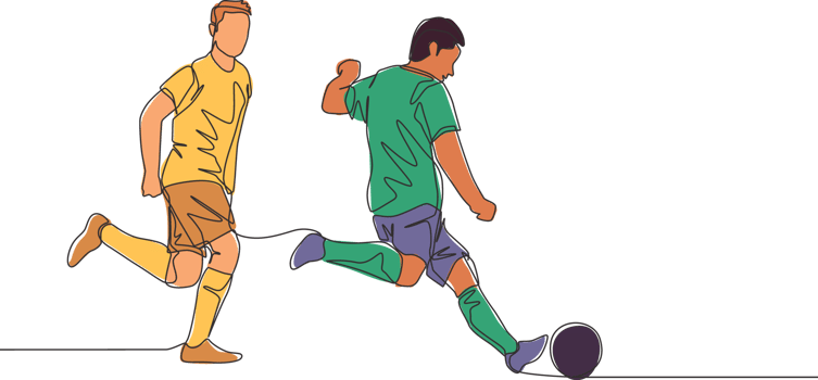 One continuous line drawing of young energetic football player kicking the ball to pass to his teammates. Soccer match sports concept. Single line draw design vector illustration png