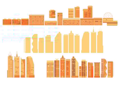 City buildings set. Design elements to create a cityscape. Vector. vector