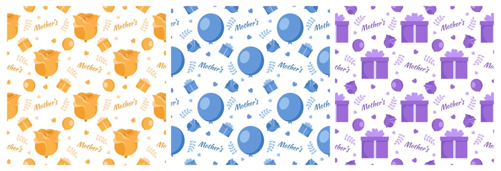 Set of Happy Mother Day Seamless Pattern Design in Element Decoration Template Hand Drawn Cartoon Flat Illustration vector