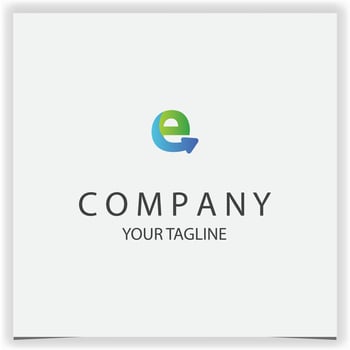 letter e with arrow logo blue and green colour gradient modern logo premium elegant template vector eps 10