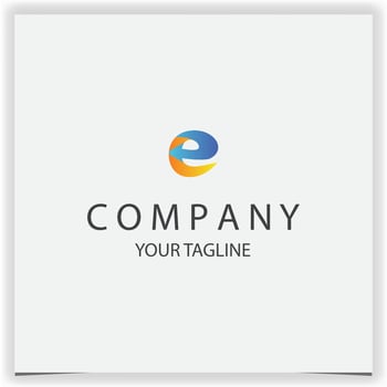 letter e with arrow logo blue and orange colour gradient modern logo premium elegant template vector eps 10