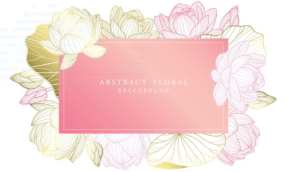 Lotus luxury hand drawn botanical leaves line art background vector