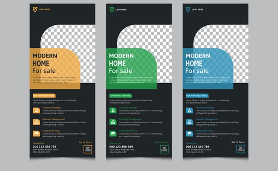 Simple clean abstract elegant minimalist creative corporate identity modern professional construction real estate property home for sale business roll up banner design template. vector