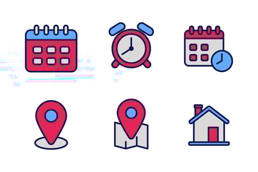 Date and place icon with linear color style isolated on white background vector