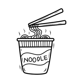 Instant noodle sketch vector illustration isolated on white background. Instant noodle doodle
